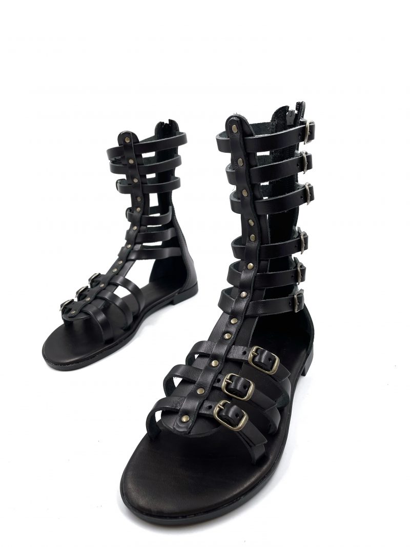 gladiator ankle highleather sandals black