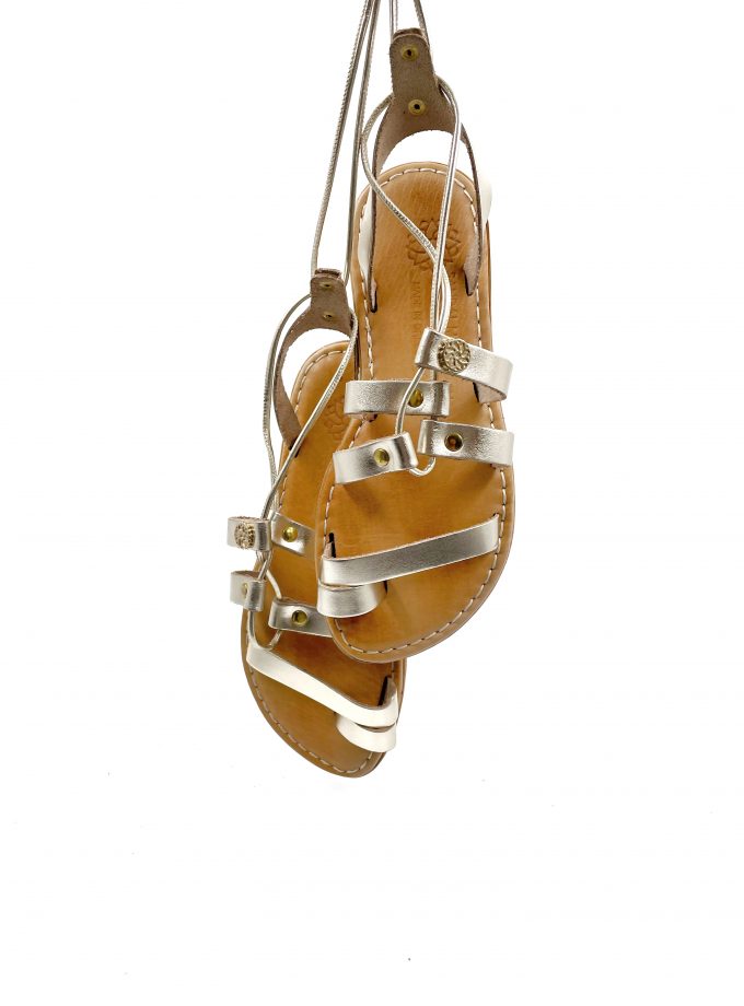 Andromeda Flat Lace Up Golden Sandals