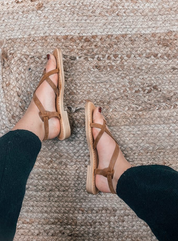 Kiveli Round Toe Brown Leather Sandals