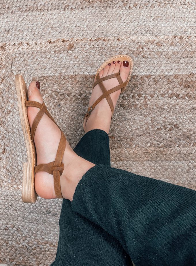 Kiveli Round Toe Brown Leather Sandals