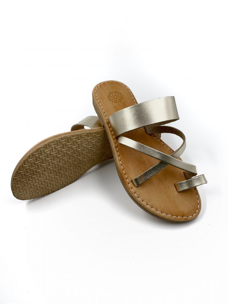 slip on flat leather sandals