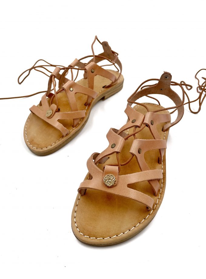 Rebekka Lace Up Natural Leather Sandals