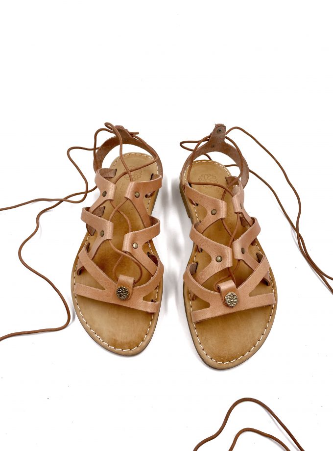 Rebekka Lace Up Natural Leather Sandals