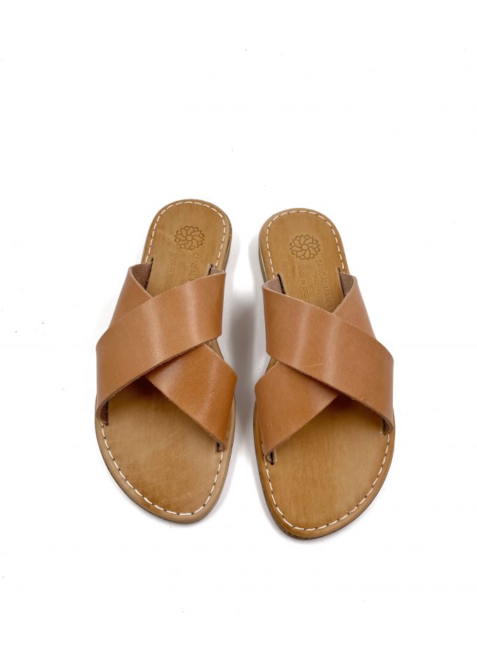 Agapi Slip On Natural Leather Sandals