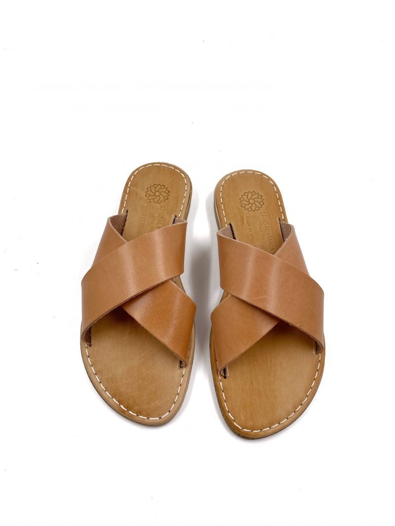 slip on natural leather sandals