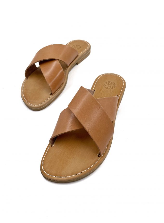 Agapi Slip On Natural Leather Sandals