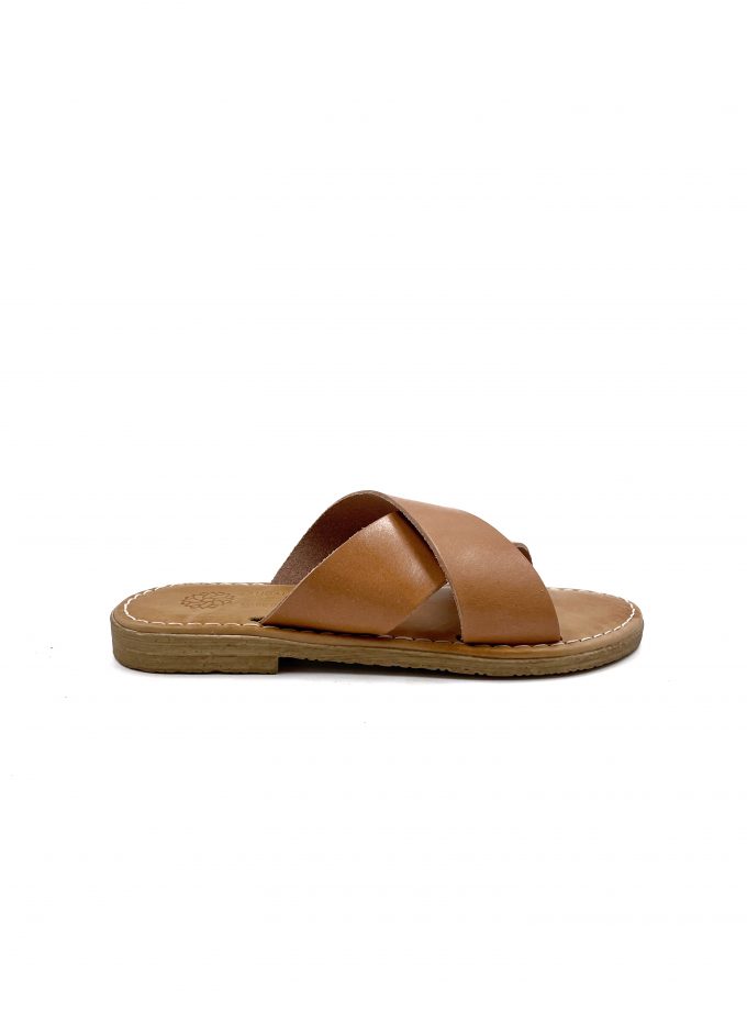 Agapi Slip On Natural Leather Sandals