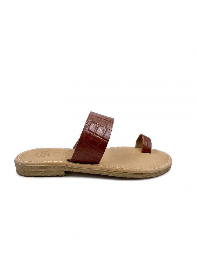 Klelia Slip On Brown Croc Leather Sandals