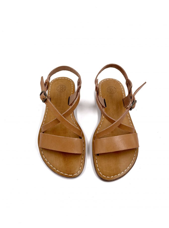 Amarillis Natural Open Toe Leather Sandals