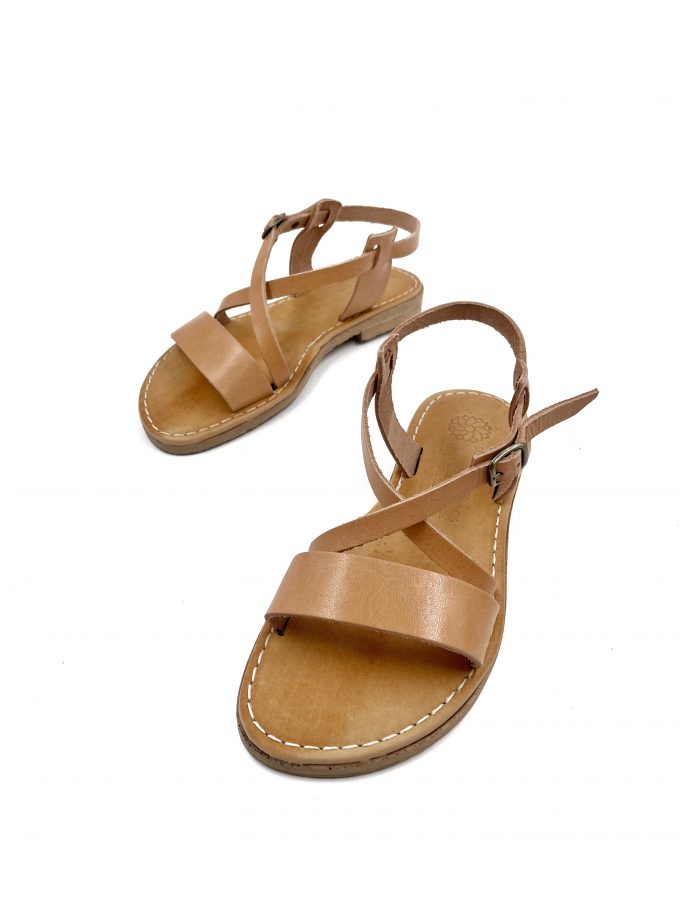 Amarillis Natural Open Toe Leather Sandals