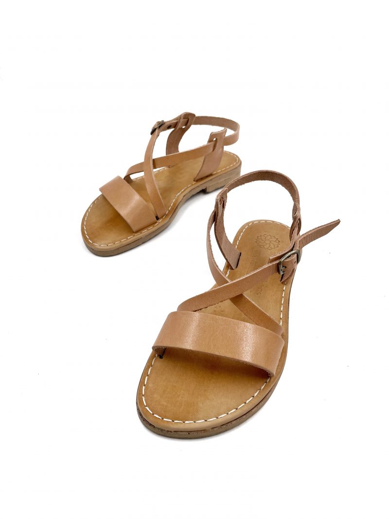 open toe natural leather sandals