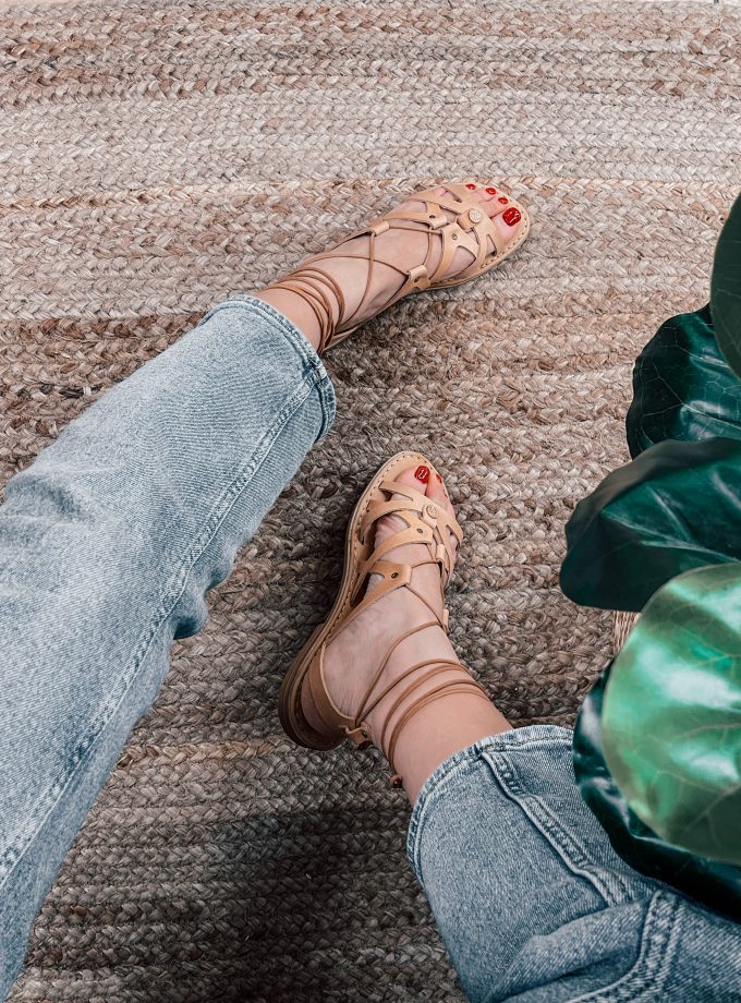 Rebekka Lace Up Natural Leather Sandals