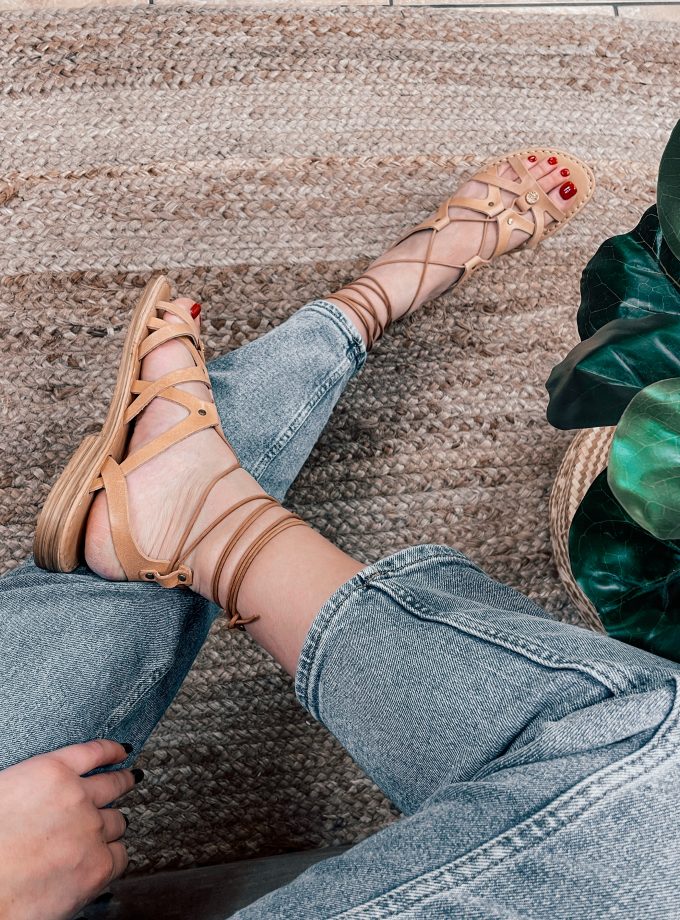 Rebekka Lace Up Natural Leather Sandals