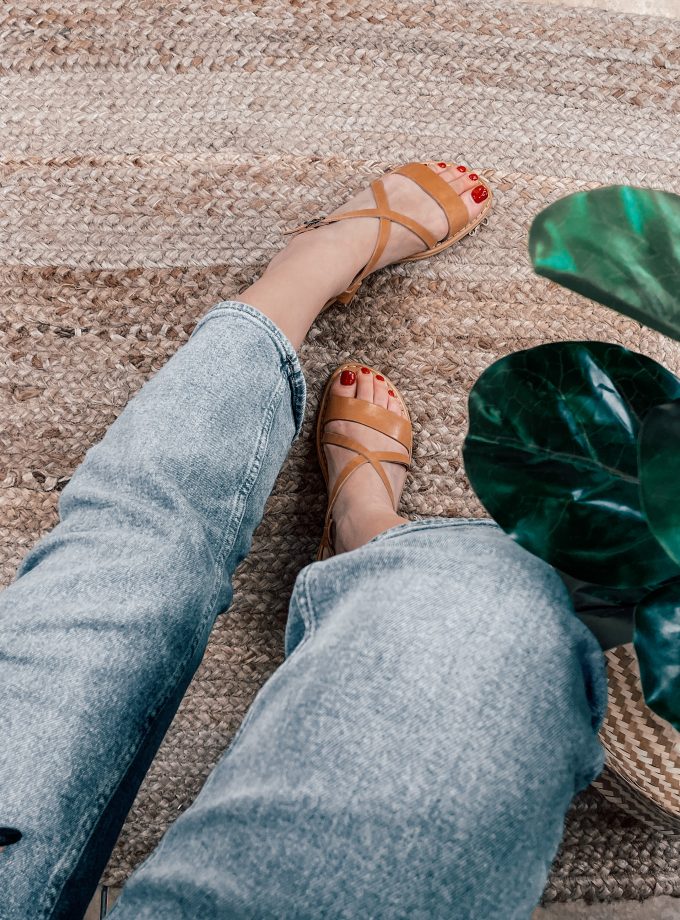 Amarillis Natural Open Toe Leather Sandals