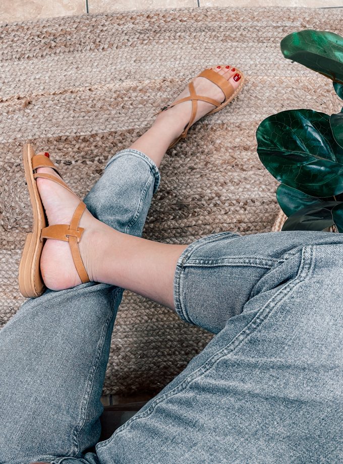 Amarillis Natural Open Toe Leather Sandals