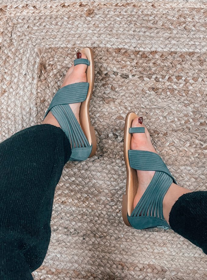 Zakynthos Round Toe Modern Petrol Leather Sandals