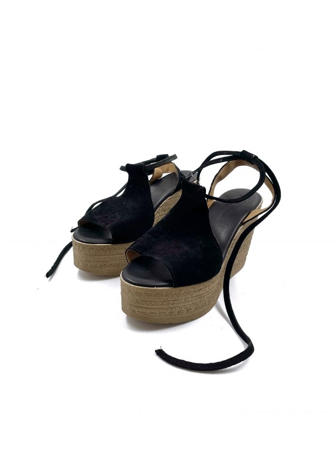 Rodos Black Leather Platforms