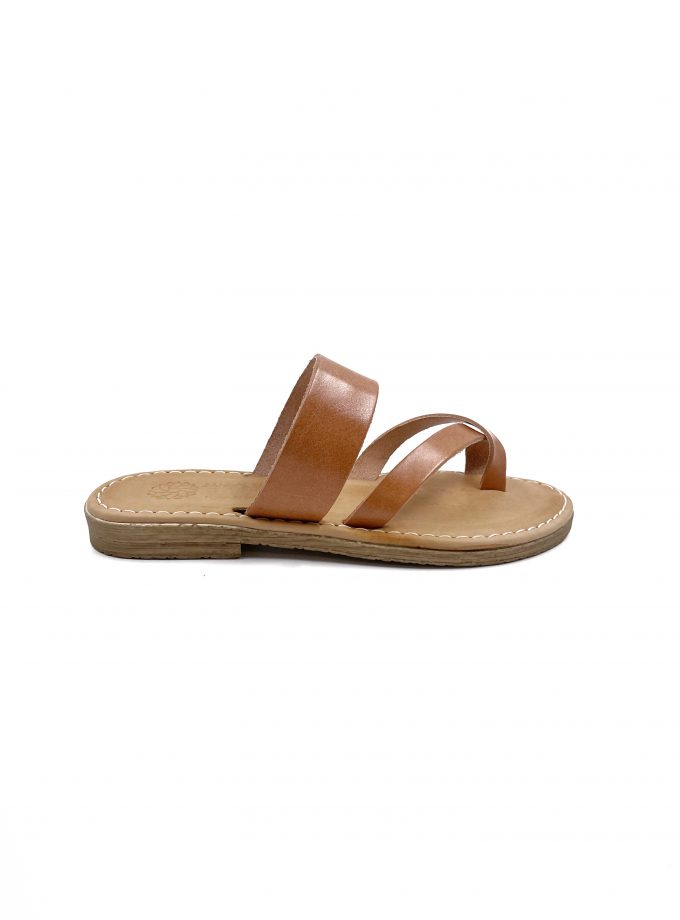 Karpathos Round Toe Natural Leather Sandals