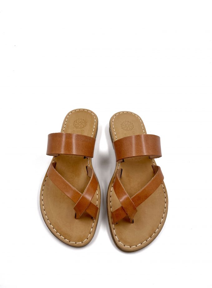 Karpathos Round Toe Natural Leather Sandals