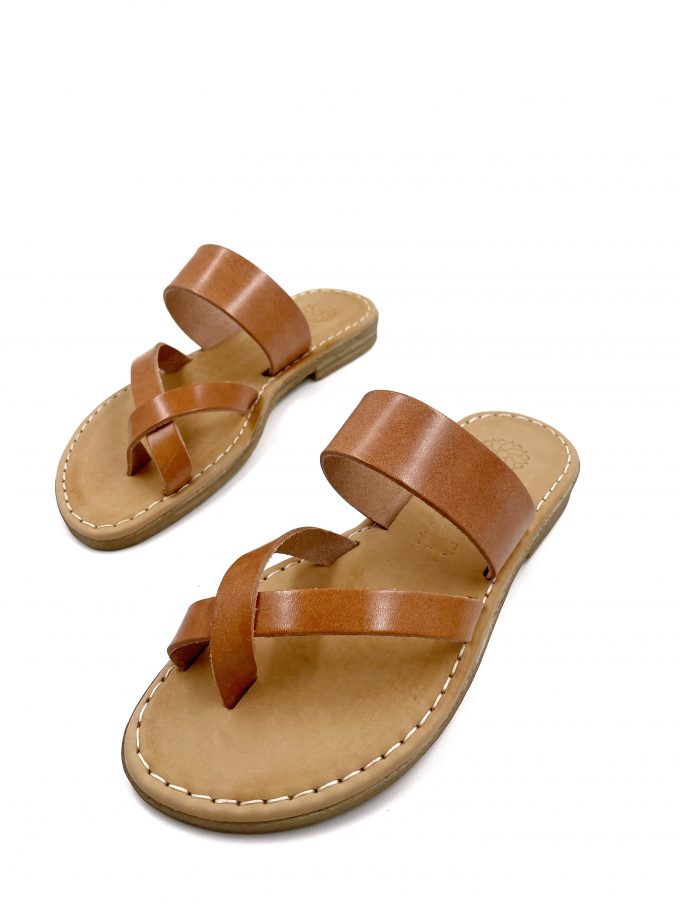 Karpathos Round Toe Natural Leather Sandals