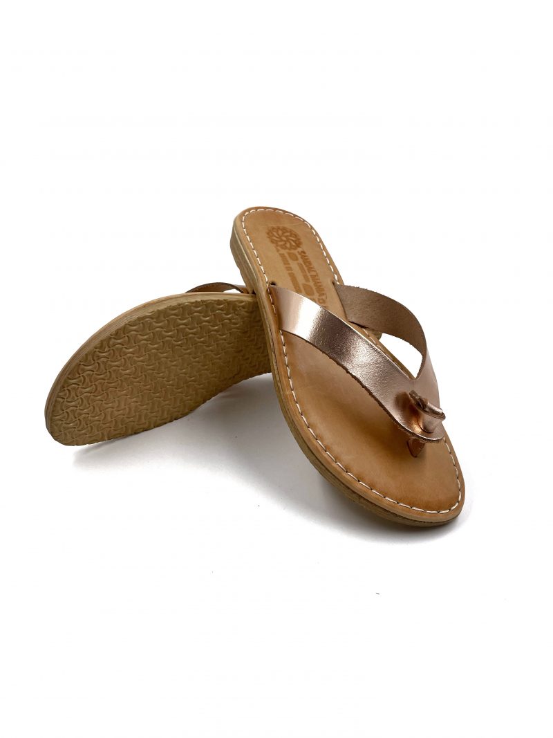 slip on rose gold leather sandals