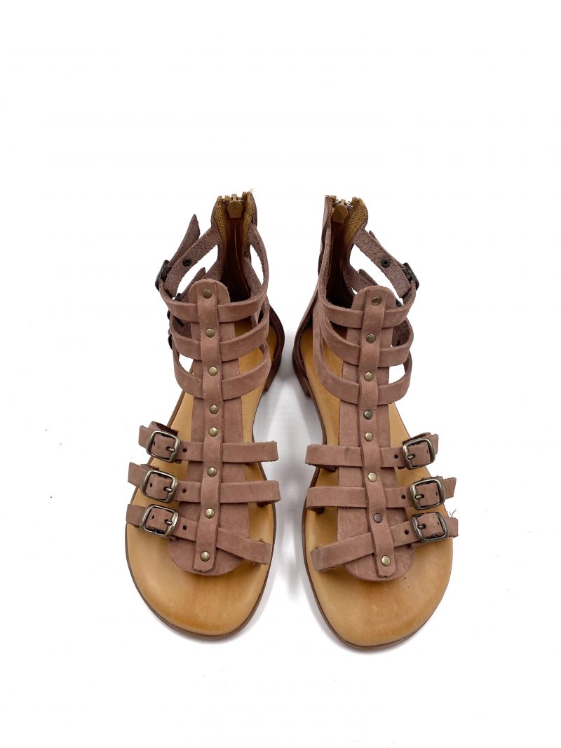 gladiator and strappy leather brown sandals
