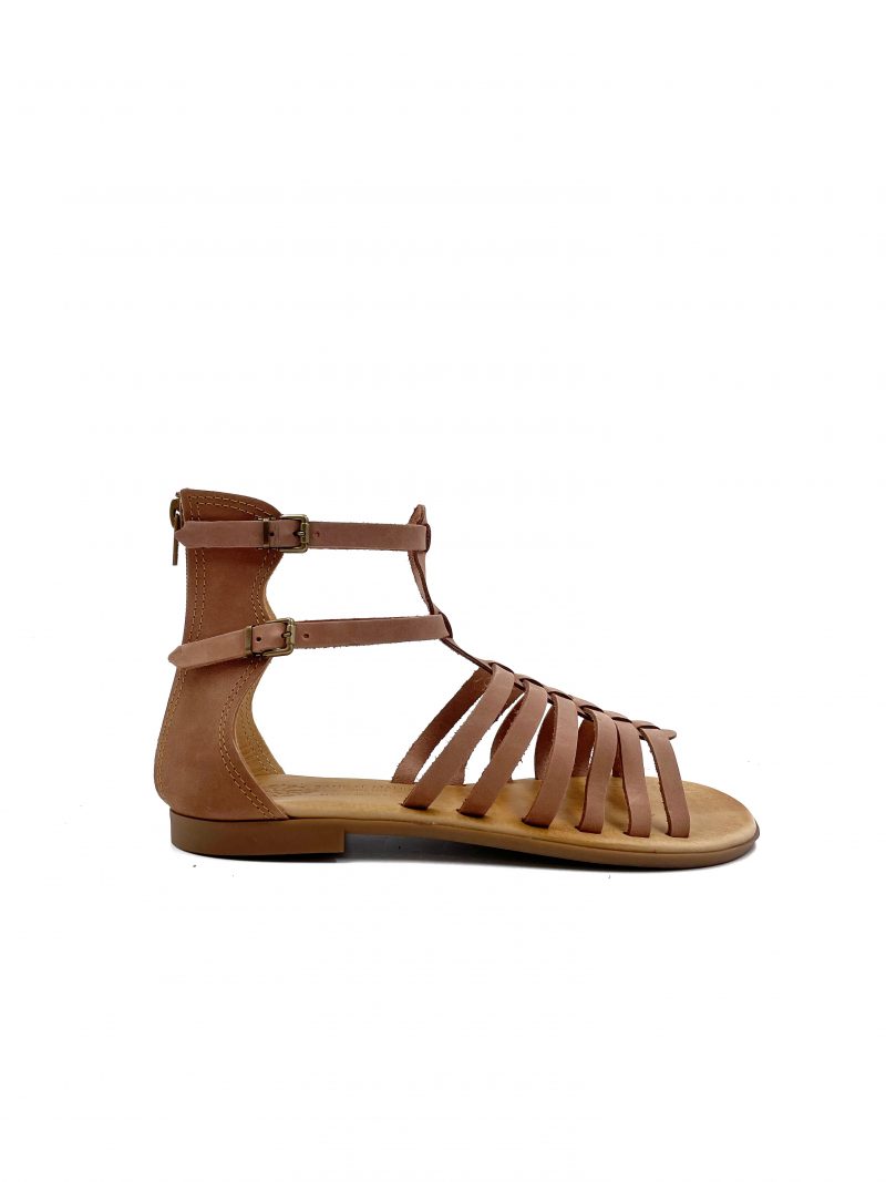 gladiator leather sandals nude
