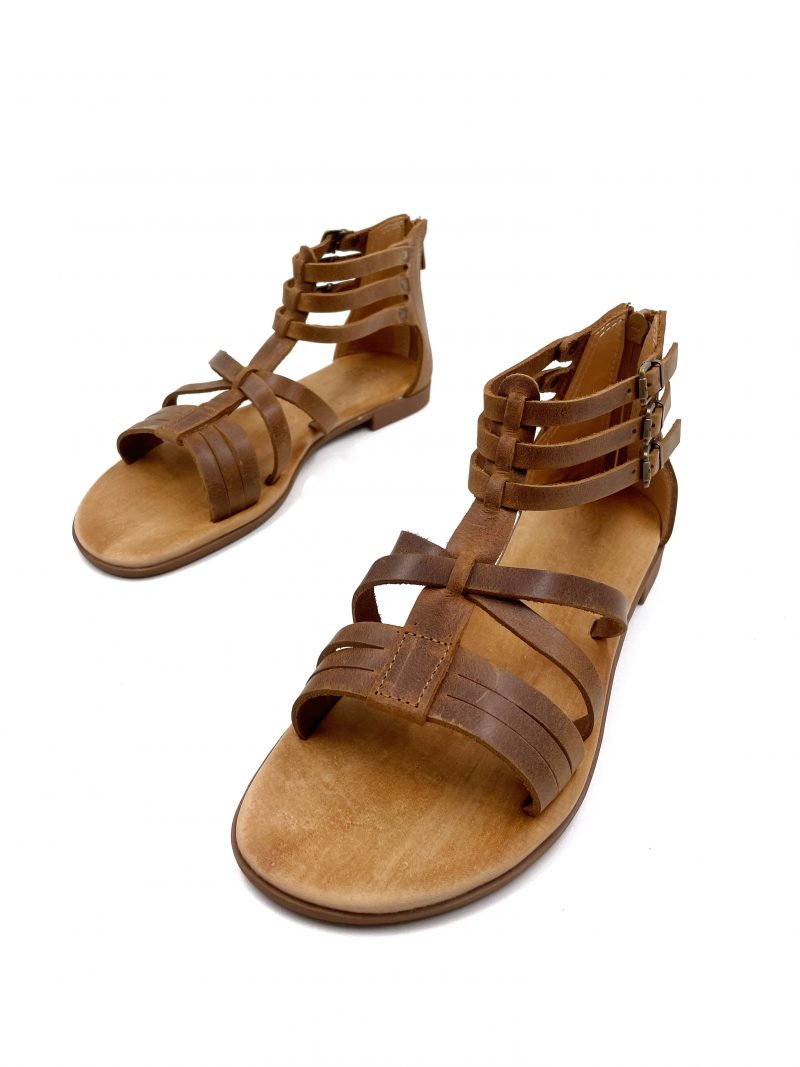 gladiator strappy brown leather sandals