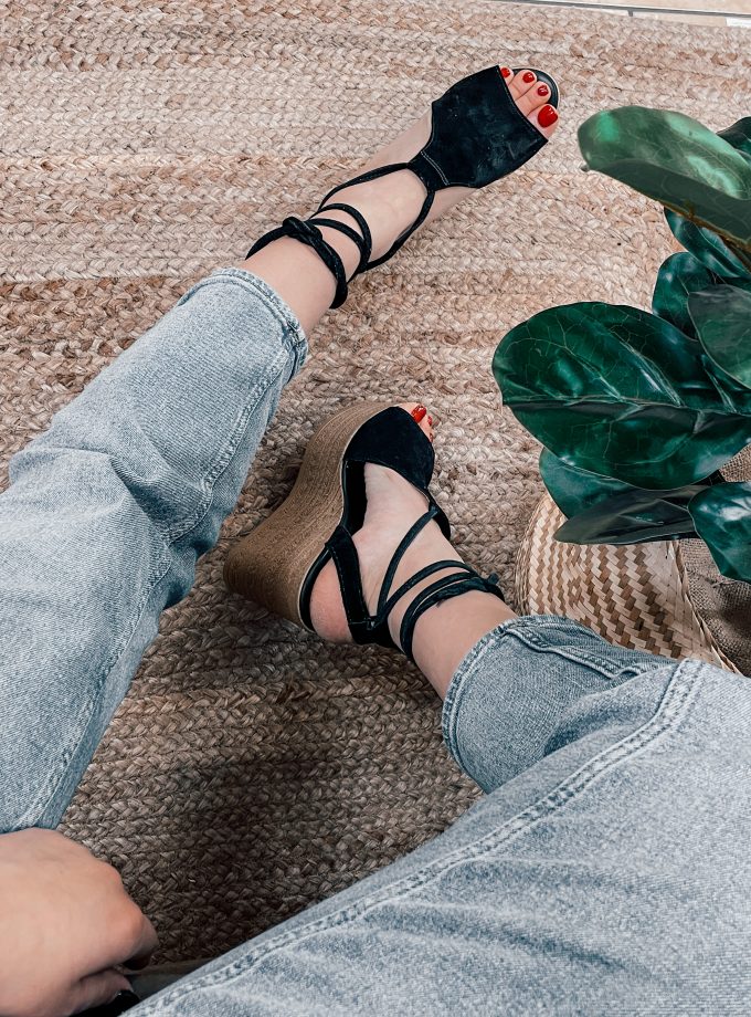 Rodos Black Leather Platforms