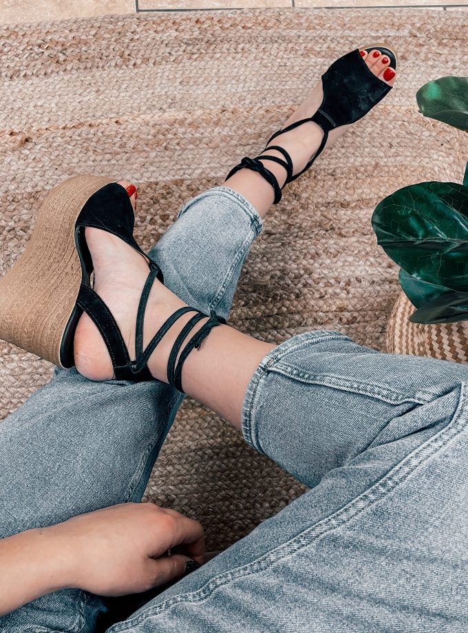 Rodos Black Leather Platforms