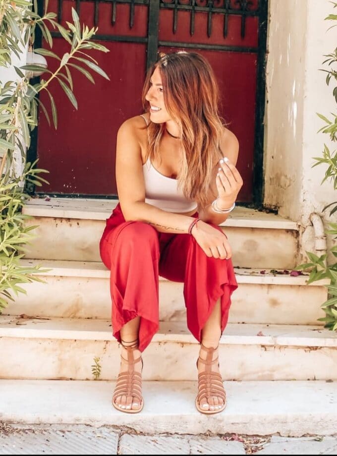 Kythira Mocha Mousse Gladiator Nude Leather Sandals