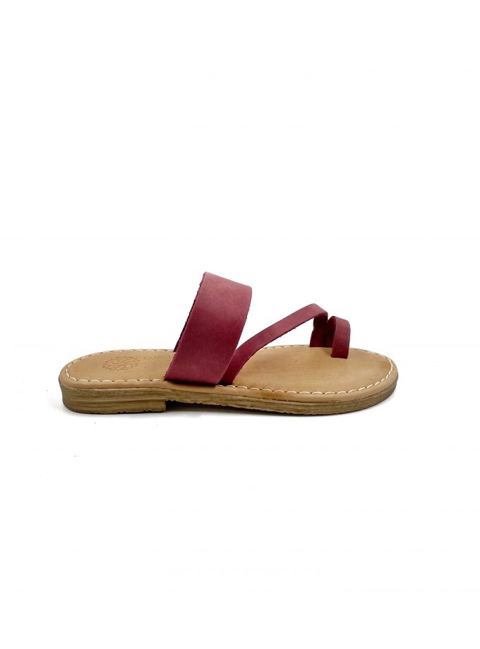 Melina Bordeaux Round Toe Leather Sandals