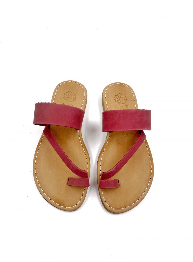 Melina Bordeaux Round Toe Leather Sandals