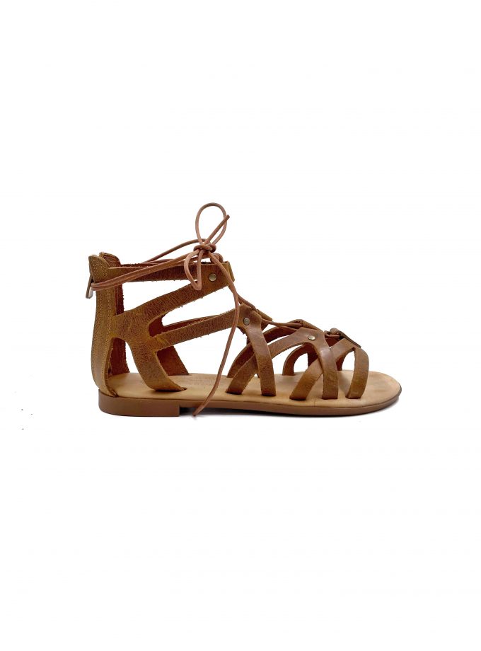 Kimberly Gladiator Brown Open Toe Leather Sandals