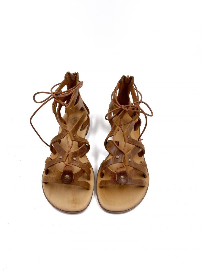 Kimberly Gladiator Brown Open Toe Leather Sandals