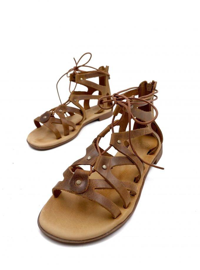Kimberly Gladiator Brown Open Toe Leather Sandals