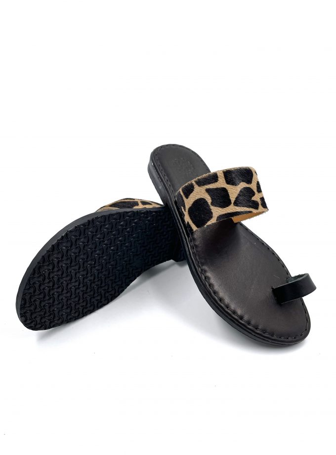flat slip on leather sandals