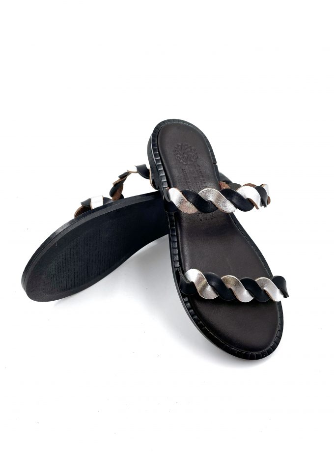 minimal black leather sandals