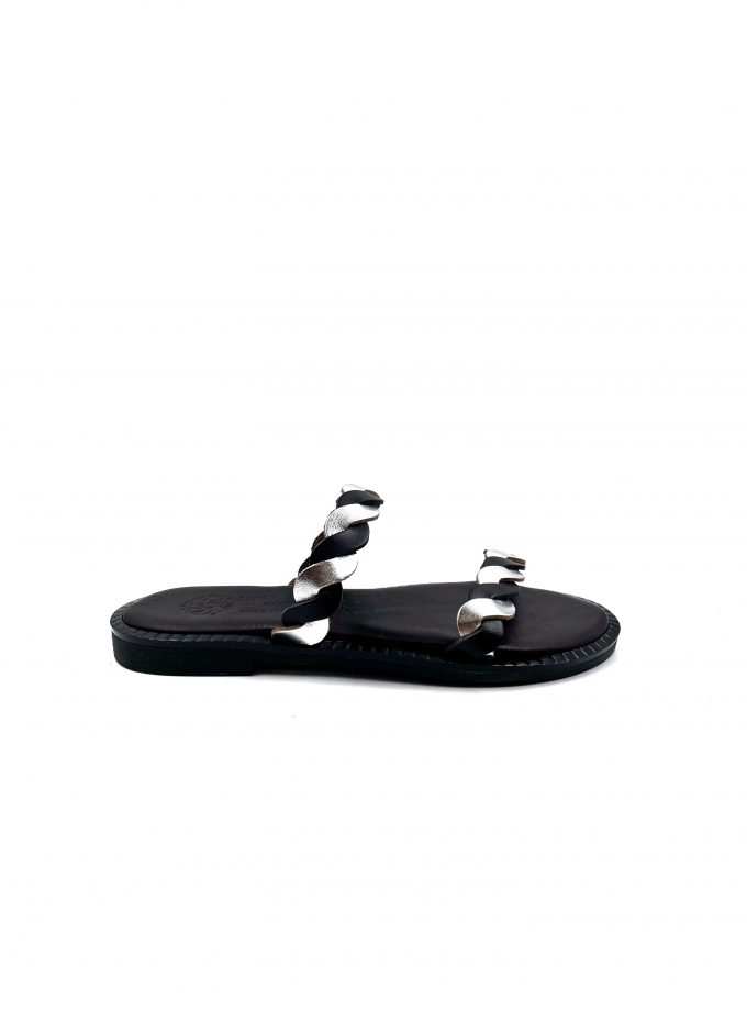 Raina Minimal Black Leather Sandals