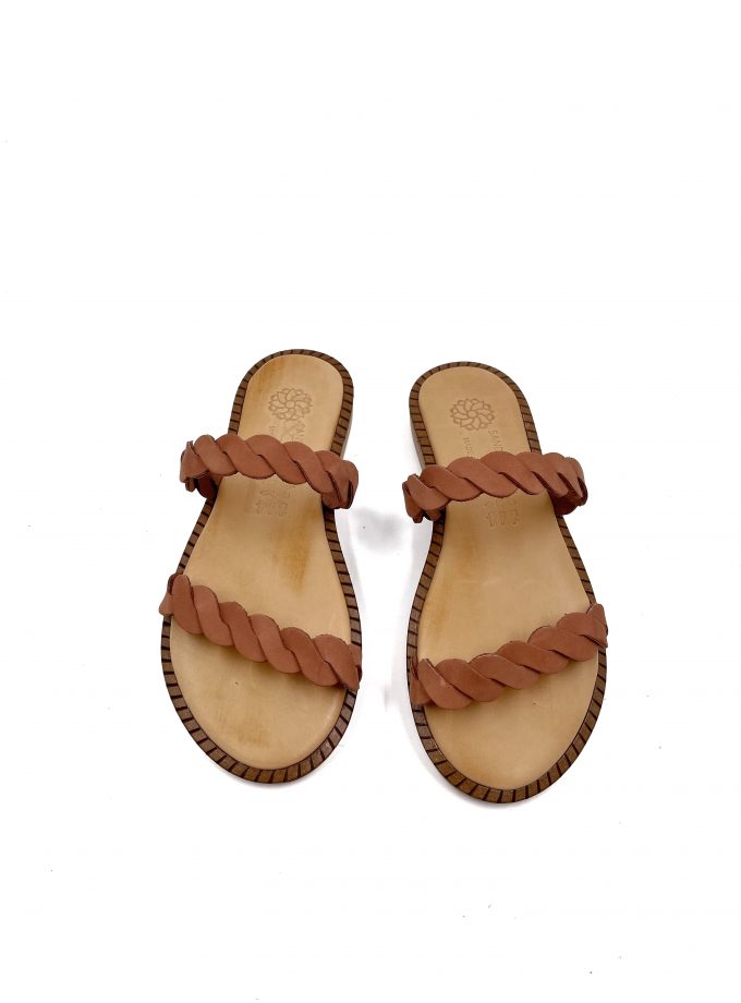Raina Minimal Brown Leather Sandals