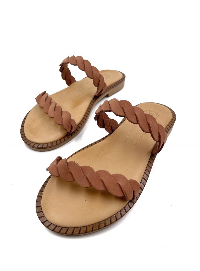 Raina Minimal Brown Leather Sandals