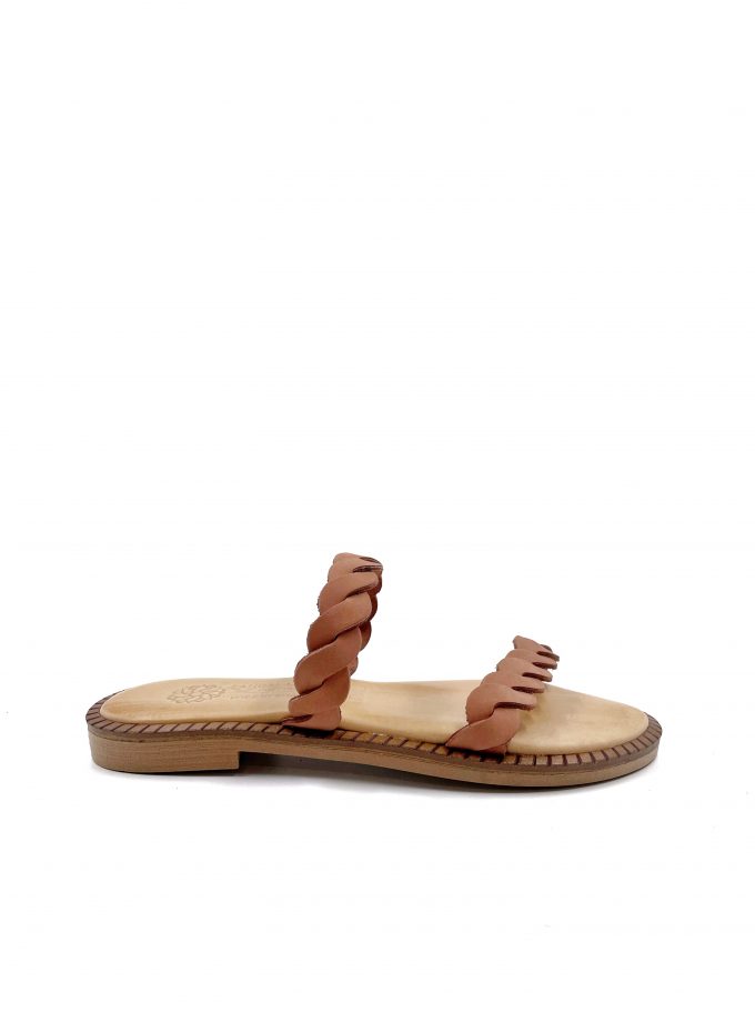 Raina Minimal Brown Leather Sandals