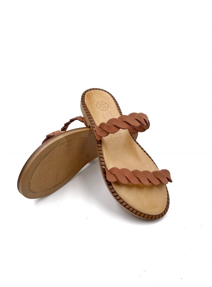 minimal brown leather sandals
