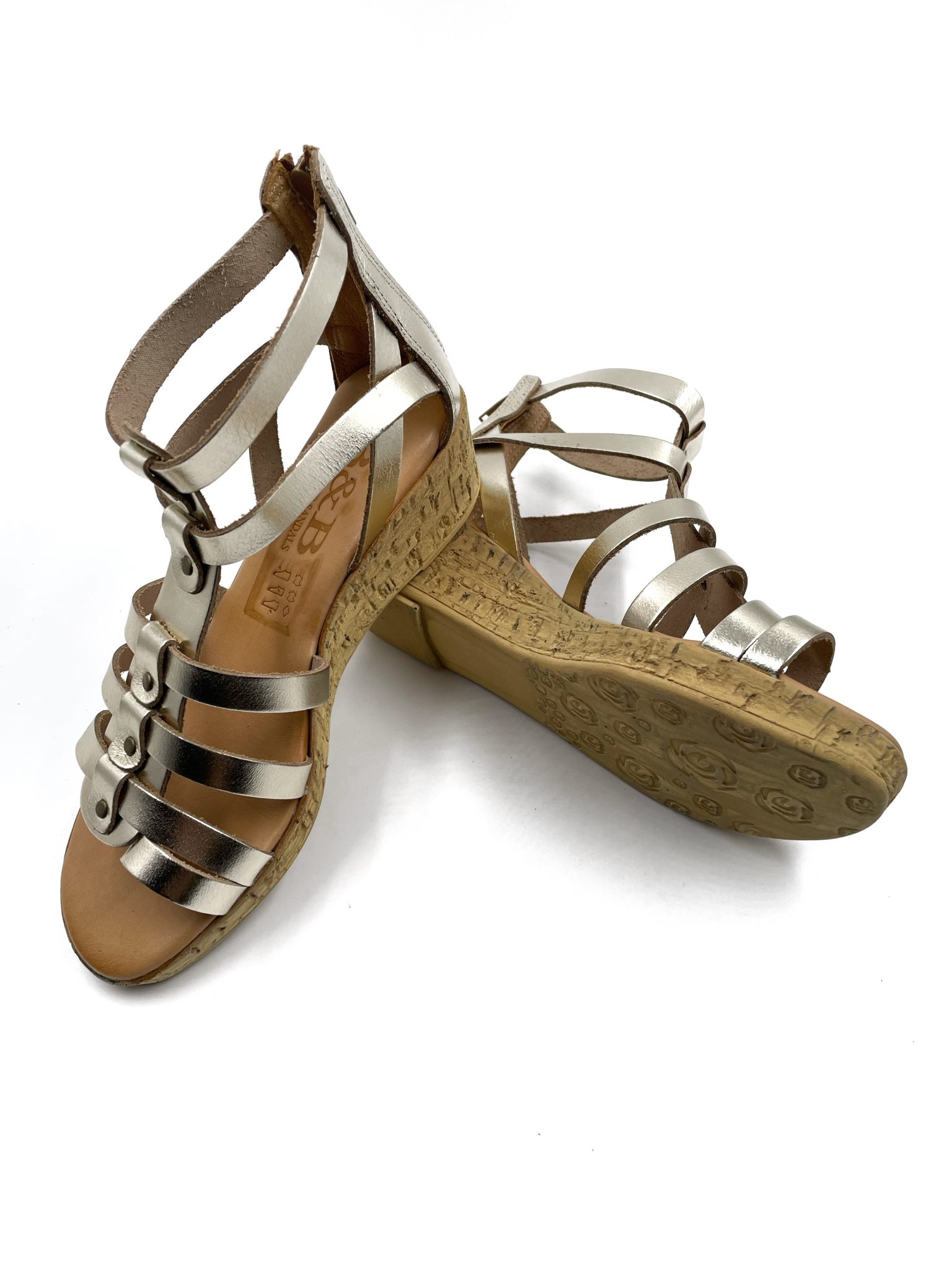 Aeriko Gold Platform Leather Sandals - Sandalmania