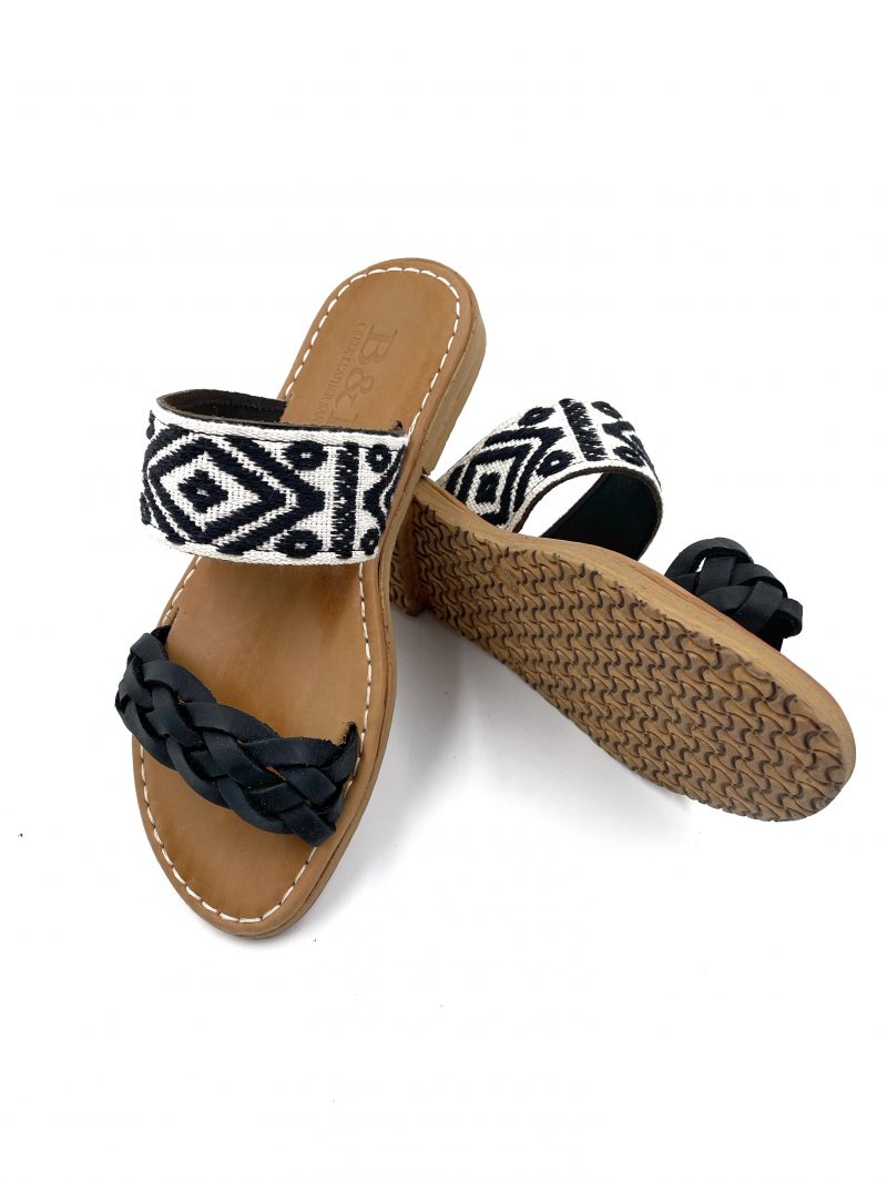 boho leather slip on sandals