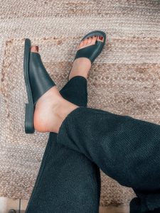 slip on leather sandals