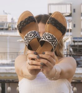 boho leather slip on sandals