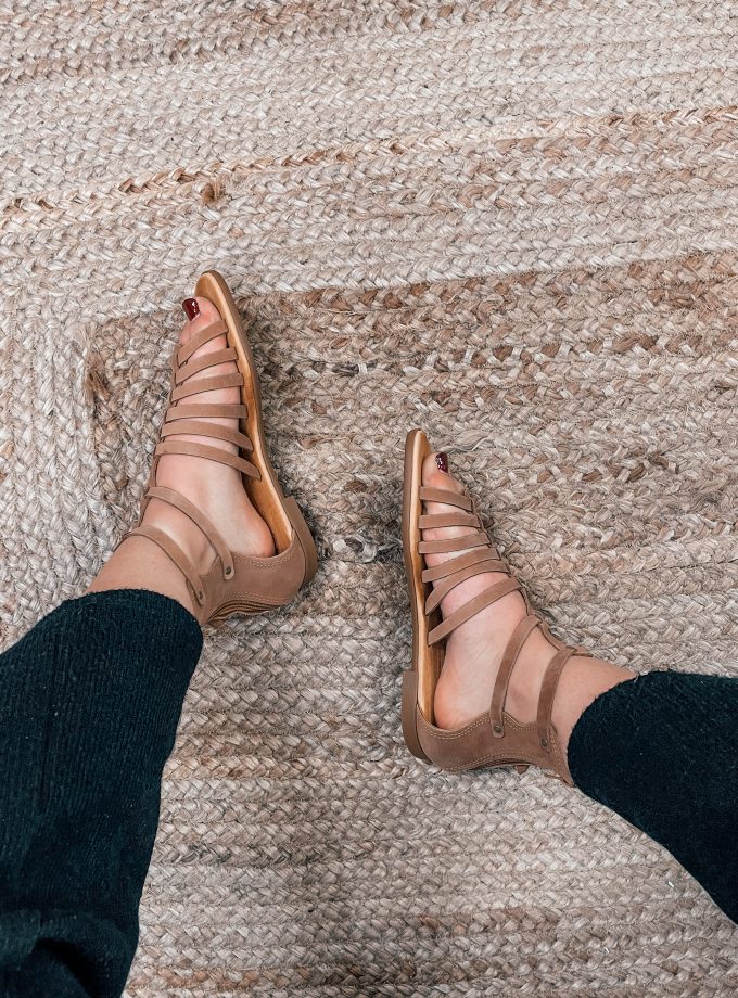 Kythira Mocha Mousse Gladiator Nude Leather Sandals