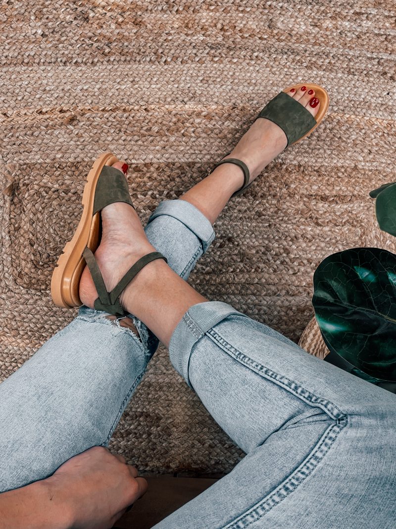 flat open toe leather sandals