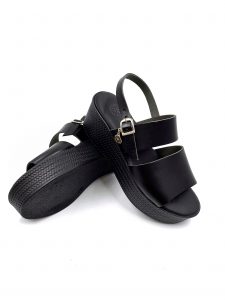 black platform leather sandals